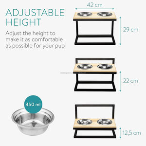 Mangeoire pour chien surélevée réglable à 3 hauteurs avec bols de nourriture et d'eau en acier inoxydable pour l'alimentation des animaux de compagnie - Product Image 4