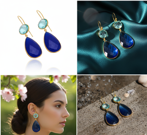 ต่างหูห้อยเงินสเตอร์ลิง925ชุบทอง18K ปรับแต่งได้พร้อมไข่มุกอัญมณีธรรมชาติและเพชรสำหรับงานแต่งงาน - Product Image 4