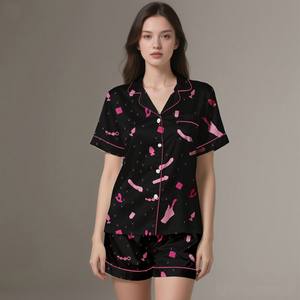 Adult Animal Print Luxury <b>Pajama</b> Set Drop Shipping 100% <b>Silk</b> Satin Comfortable Soft Spring Autumn Summer Sleepwear - Product Image 1