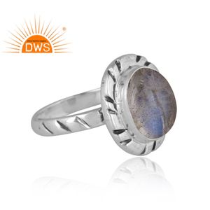 Dernière conception de bague empilable en argent sterling oxydé naturel doublet en cristal de labradorite fabricant de bijoux - Product Image 3