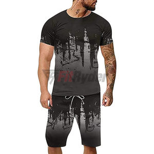 Men Set <b>Suit</b> Men Short Sleeve T Shirt Shorts Set Two <b>Pieces</b> Fitness Set Casual Tracksuit OEM Service Wholesale Rate <b>Cheap</b> Price - Product Image 2