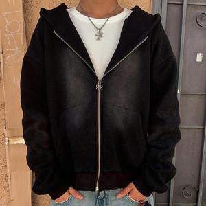 Fabricants de sweats à capuche zippés personnalisés, en coton lourd, effet délavé au soleil, coupe ample, broderie, effet délavé à l'acide, zippé - Product Image 3