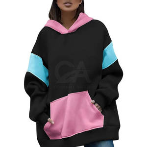 เสื้อฮู้ดลายบล็อกสีสำหรับผู้ชายผ้าฟลีซหลากสีกำหนดขนาดเองได้ - Product Image 3