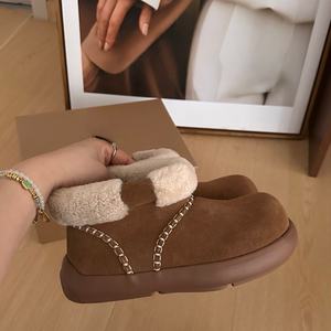 Chaussures d'hiver chaudes et décontractées à semelle épaisse et antidérapante, doublées de fourrure, nouveau style automne-hiver, bottes de neige - Product Image 2