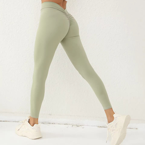 OEM Nude Scrunch Buttleggings, atmungsaktive beste Damen-Workout-Leggings, skinny Damen V-Rückseite Form Yoga-Leggings - Product Image 3