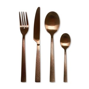 Stainless Steel Utensils <b>Set</b> Silverware <b>set</b> Matte rose <b>gold</b>, shiny rose <b>gold</b> <b>cutlery</b> <b>set</b> with hammered texture design LOW MOQ - Product Image 1
