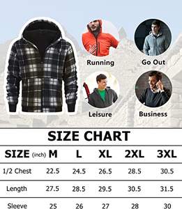 Men's Thick Warm Hooded Fleece <b>Zip</b>-<b>Up</b> Winter Hoodie Polyester Cotton Letter Pattern - Product Image 5