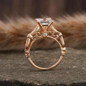 Bague de fiançailles en diamant de taille princesse de laboratoire Bague de fiançailles en argent sterling IGI Certificate Luxuous Vintage Style Diamond Ring Gift For Her - Product Image 3