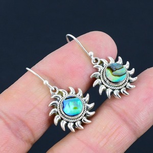 925 argent Sterling ormeau coquille Spinner boucle d'oreille concepteur naturel boucle d'oreille pierres précieuses bijoux faits à la main femmes cadeau pour anniversaire - Product Image 4