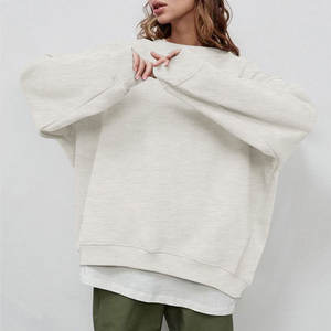 Sudadera de cuello redondo de gran tamaño para mujer, Túnica con hombros caídos, Tops holgados informales, sudaderas grises para mujer - Product Image 2