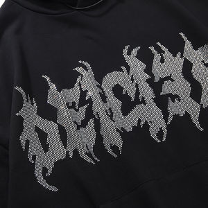 Cotton Blended Casual Streetwear <b>Rhinestone</b> <b>Hoodie</b> Breathable Windproof Premium Quality Latest Design Men <b>Rhinestones</b> Hoodies - Product Image 5