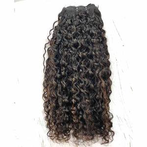 20 "Pelo Rizado indio Natural 100% pelo de templo crudo sin procesar donante único precio al por mayor calidad superior - Product Image 1