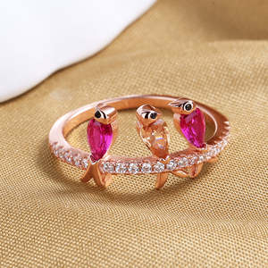 Uccellini Appollaiati con Cristalli in Oro Rosa 18K e Argento Sterling - Idea Regalo - Product Image 6
