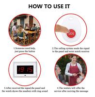 Système de téléavertisseur sans fil pour hôpitaux et restaurants avec 1 récepteur, 5 boutons émetteurs étanches et batterie 12V incluse