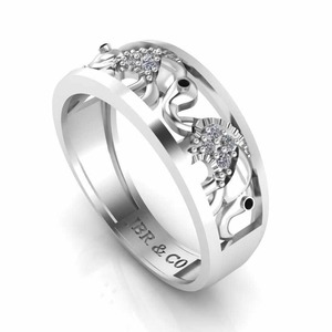 Diamante redondo hecho a mano 925 plata esterlina buena suerte elefante boda anillo de promesa de lujo para mujeres al mejor precio - Product Image 3