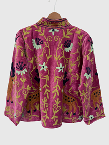 Chaqueta de terciopelo bordada a mano con cuello mandarín, manga larga, estampado animal, talla grande, ropa de invierno para mujer - Product Image 4