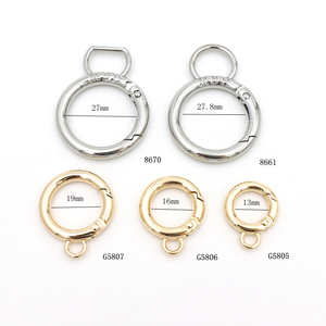 Petit mousqueton rond en métal doré 13mm pendentif clip spécial sac pièces et accessoires métal ressort porte anneau breloque gardien - Product Image 4