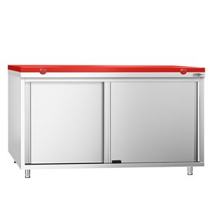 Armoire de sol en acier inoxydable PREMIUM - 1600x700mm - avec portes coulissantes - incl. Planche à découper rouge - Product Image 3