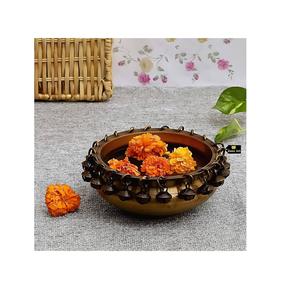 Lot de 3 Urli Diya décoratifs en métal avec laiton pour la décoration intérieure de la maison Bol Diwali Diya pour la décoration intérieure - Product Image 1