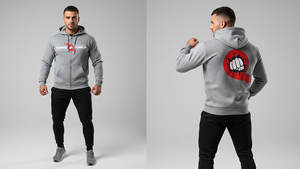 เสื้อฮู้ดดี้ซิปแบบยูนิเซ็กซ์ทรงปกติ ผ้าเจอร์ซีย์แบบกำหนดเองรักษ์โลก 450gsm สำหรับฤดูหนาว สไตล์สตรีทแวร์ พิมพ์ลายดิจิทัล กันน้ำ - Product Image 5