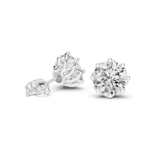 ต่างหูเพชรแล็บ 4 กะรัต คุณภาพ VVS-VS ระดับความใส EF  ทอง 18KT, 14KT, 10KT และเงิน 925  ทองชมพู, ทองเหลือง, ทองขาว และมอสซาไนต์ - Product Image 4