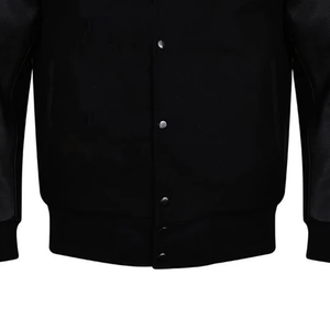 Chaqueta universitaria de cuero negro personalizada con escudo de fraternidad, chaqueta con letras griegas para hombre, abrigo de bombardero universitario negro y dorado - Product Image 4