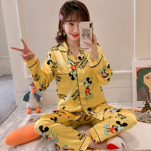 Faziiapex personnalisable Satin pyjamas adulte surdimensionné décontracté à manches longues vêtements de nuit en soie taille élastique fermeture caractéristique thermique - Product Image 5