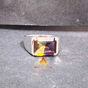 Bi Color Zircon <b>Men's</b> <b>Ring</b> Natural Gemstones Silver Plated Brass <b>Rings</b> Oxidized Stone <b>Ring</b> Wholesale Fine Crystal Jewelry - Product Image 6