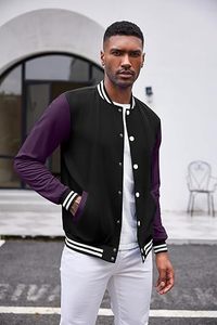 Blouson universitaire pour homme, bombardier de baseball Letterman Vestes décontractées pour homme - Product Image 3
