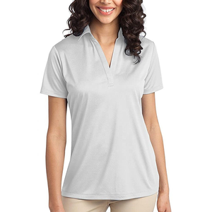 Camiseta de Manga Corta de Algodón para Mujer OEM y ODM, Cuello Polo, Dobladillo Curvo con Estampado para Verano - Product Image 5