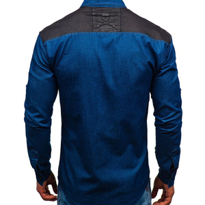 เสื้อเชิ้ตแขนยาวผ้าซาตินสำหรับผู้ชายเสื้อยีนส์ถักระบายอากาศ - Product Image 2