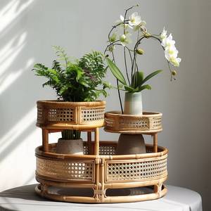 High Good Quality <b>Rattan</b> Trays Set Table Serving Decorative Trays Home Wholesale Good Price Home <b>Storage</b> Organizer - Product Image 3