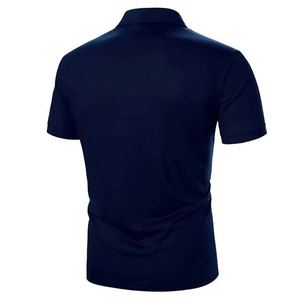 Nuevo diseño de alta calidad, manga corta, cremallera, informal, patrón de solapa para hombre, polos abotonados con logotipo bordado - Product Image 2