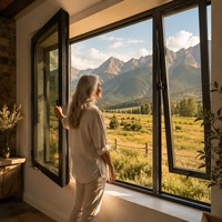Fenêtre à battant et à basculer à double vitrage à barrière thermique Elite, insonorisée, résistante à la chaleur, vue panoramique, sécurisée vers l'intérieur, idéale pour suite d'hôtel cinq étoiles
