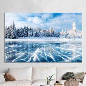 ความสงบสุขที่เปิดเผย: ภาพพิมพ์บนผ้าใบลายวิวป่าฤดูหนาว, ผ้าใบหุ้ม - Product Image 1