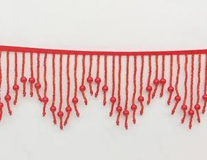 Frange en perles faites à la main : blanc, or, rouge, noir, rose - 90 cm de long - Product Image 3