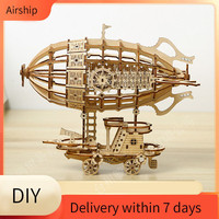 Dirigible de madera hecho a mano, modelo de montaje DIY, rompecabezas de madera 3D creativos para decoraciones de regalo de vacaciones