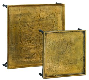 Plateau de service en aluminium en métal de structure professionnelle pour le plateau de service de nourriture de forme carrée antique argentée faite à la main d'hôtel avec des supports - Product Image 3