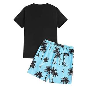 OEM personalizado sublimación impresa camiseta y pantalones cortos conjuntos de dos piezas de ropa de los hombres de talla grande de algodón transpirable High Street Men Set - Product Image 2