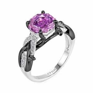 Jeulia Twisted Two-Tone Octagonal Rose Cut Zircon Engagement <b>Ring</b> in <b>Titanium</b> - Product Image 2