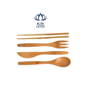 Les fournisseurs directs vendent un ensemble de cuillères de camping comprenant de l'argenterie en bambou biodégradable et portable et une fourchette en bambou jetable - Product Image 1