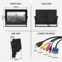   VGA AV 9 inç Araç Monitörü | 800nit Güneş Işığında Okunabilir | 4 Pinli Havacılık Fişi | 1080P | RV Otobüs Kamyonu için Kauçuk Boya Kaplaması 9-36V