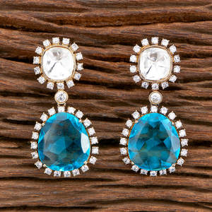 Pendiente de Piedra Grande Kundan de Venta caliente con Joyería Árabe chapada en negro para estilo Bollywood - Product Image 2