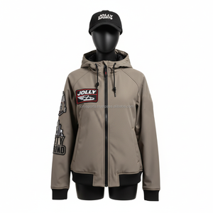 Veste Softshell pour femmes Tissu extensible coupe-vent Taupe avec panneaux raglan et logo brodé personnalisé Veste Softshell pour femmes - Product Image 1