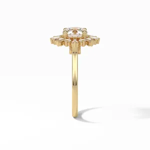 Anillos de Moissanita con Engaste Pavé en Forma de Corazón, Chapados en Oro de 14K, Diseño Atractivo, Exportación India, Joyería Certificada GRA para Mujer - Product Image 3