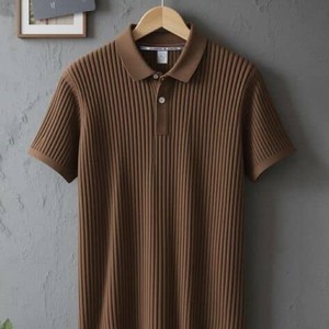 Nuevo diseño de verano de punto 100% algodón transpirable de manga corta de Color sólido logotipo personalizado camiseta Polo para hombre con bolsillos - Product Image 5