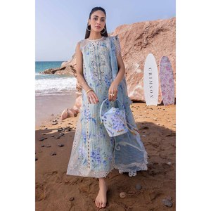 Conjunto de Blusa Bordada de Chifón Estilo Bohemio para Primavera/Verano con Dupatta de Seda y Pantalones - BIC-026 - Product Image 1