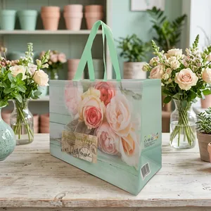 Sac de courses en PP recyclé non tissé avec poignées, réutilisable, pour cadeaux, emballage de détail et d'épicerie, design original, grand format, facile à utiliser - Product Image 5