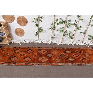 Alfombra clásica de lana turca Vintage naranja 2,7X11,9 pies patrón de retazos de tejido plano para sala de estar pasillo alfombra de yute de látex nuevo - Product Image 2