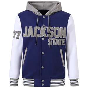 Chaqueta Universitaria para Hombre, Chaqueta de Béisbol con Capucha y Letras de Jackson State, Chaqueta Universitaria con Capucha de Forro Polar - Product Image 1